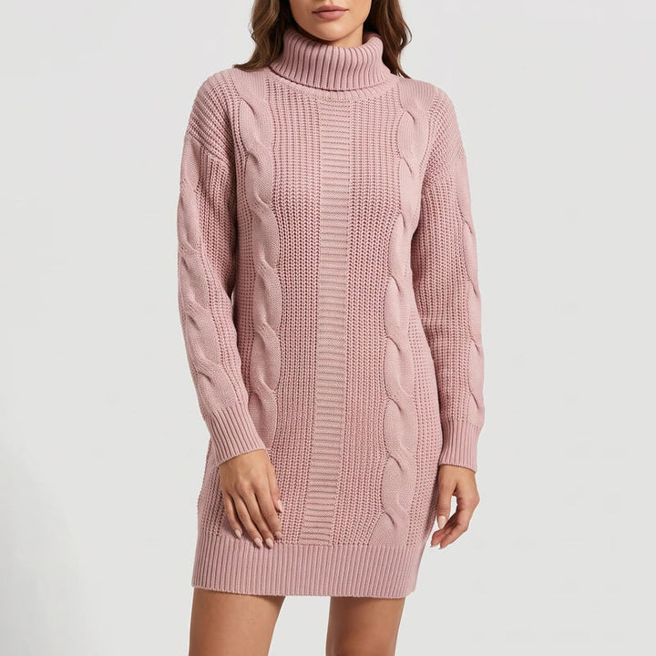 Ava | Cable Knit Turtleneck Sweater Dress