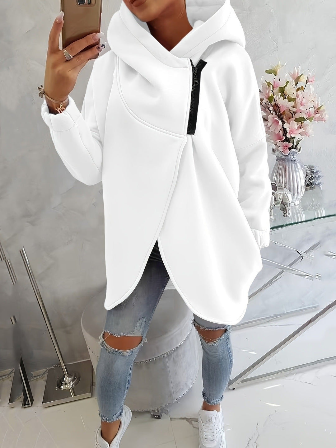 Millie | Zip Hooded Relaxed Fit Sweatshirt