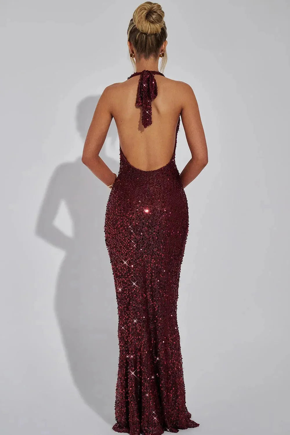 Effie | Sequin Maxi Dress Halter Backless