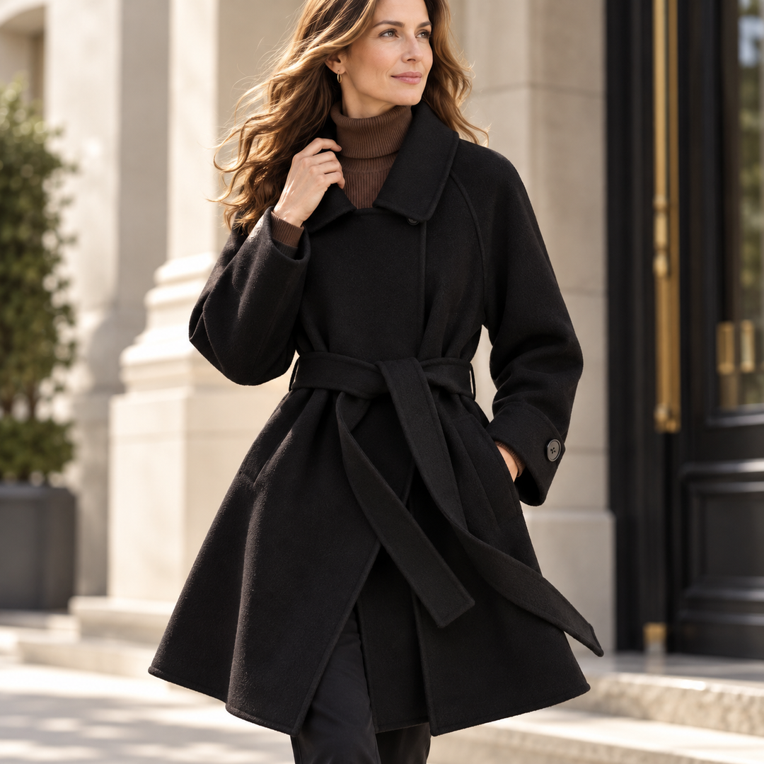 Rosie | Womens Wrap a-Line Belted Wool Blend Coat