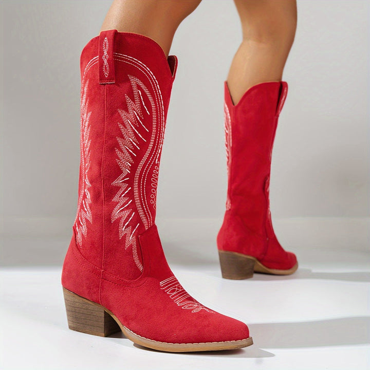 Ava | Womens Western Embroidered Suede Boots