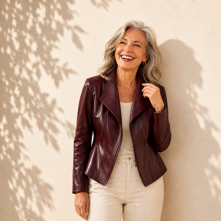 Poppy | Asymmetric Zip Moto Leather Jacket