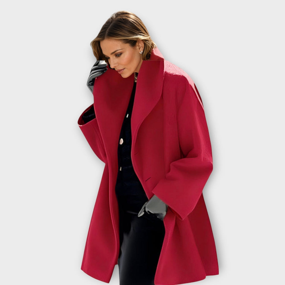 Ava | Oversized Collared Coat Long Sleeve Button Closure