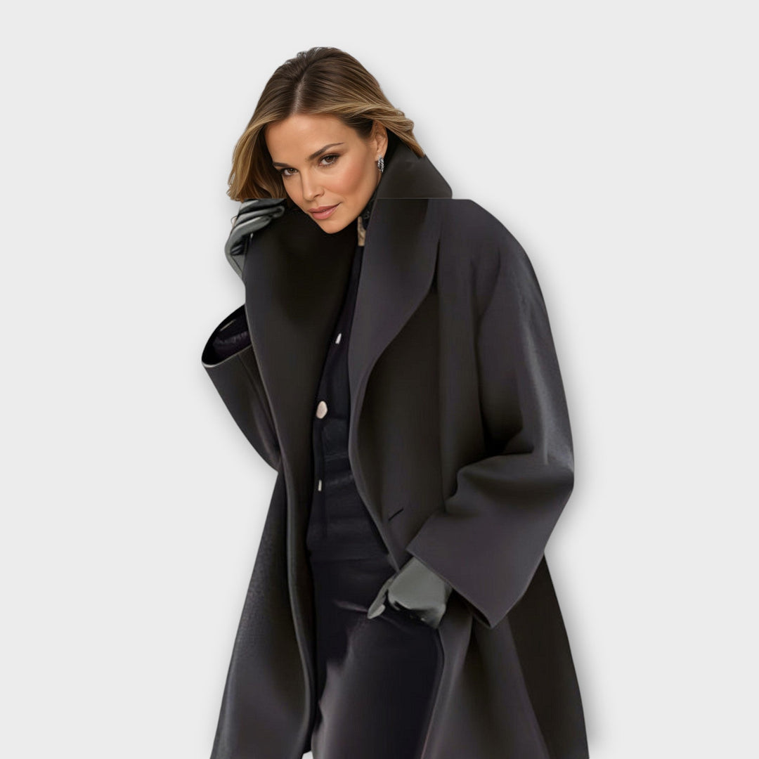 Ava | Oversized Collared Coat Long Sleeve Button Closure