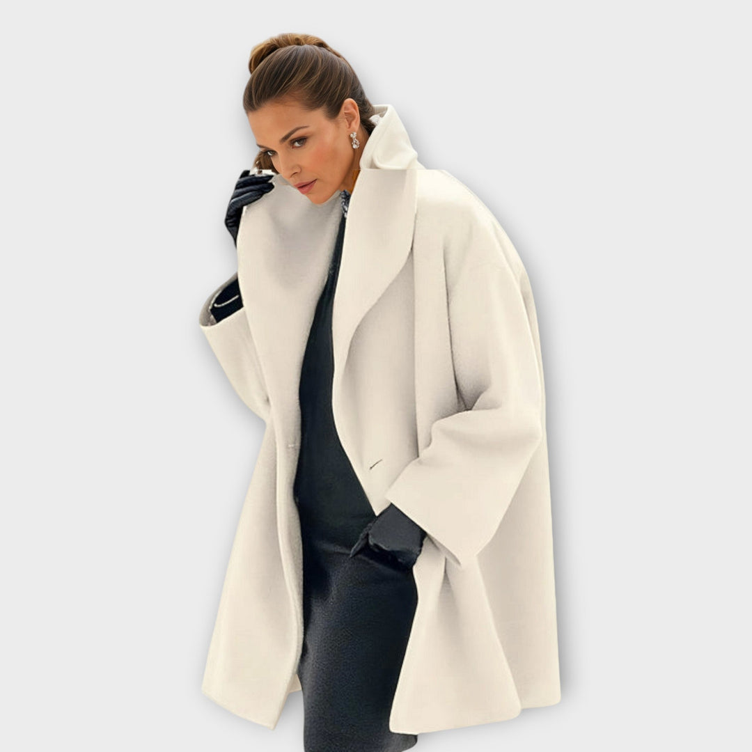 Ava | Oversized Collared Coat Long Sleeve Button Closure