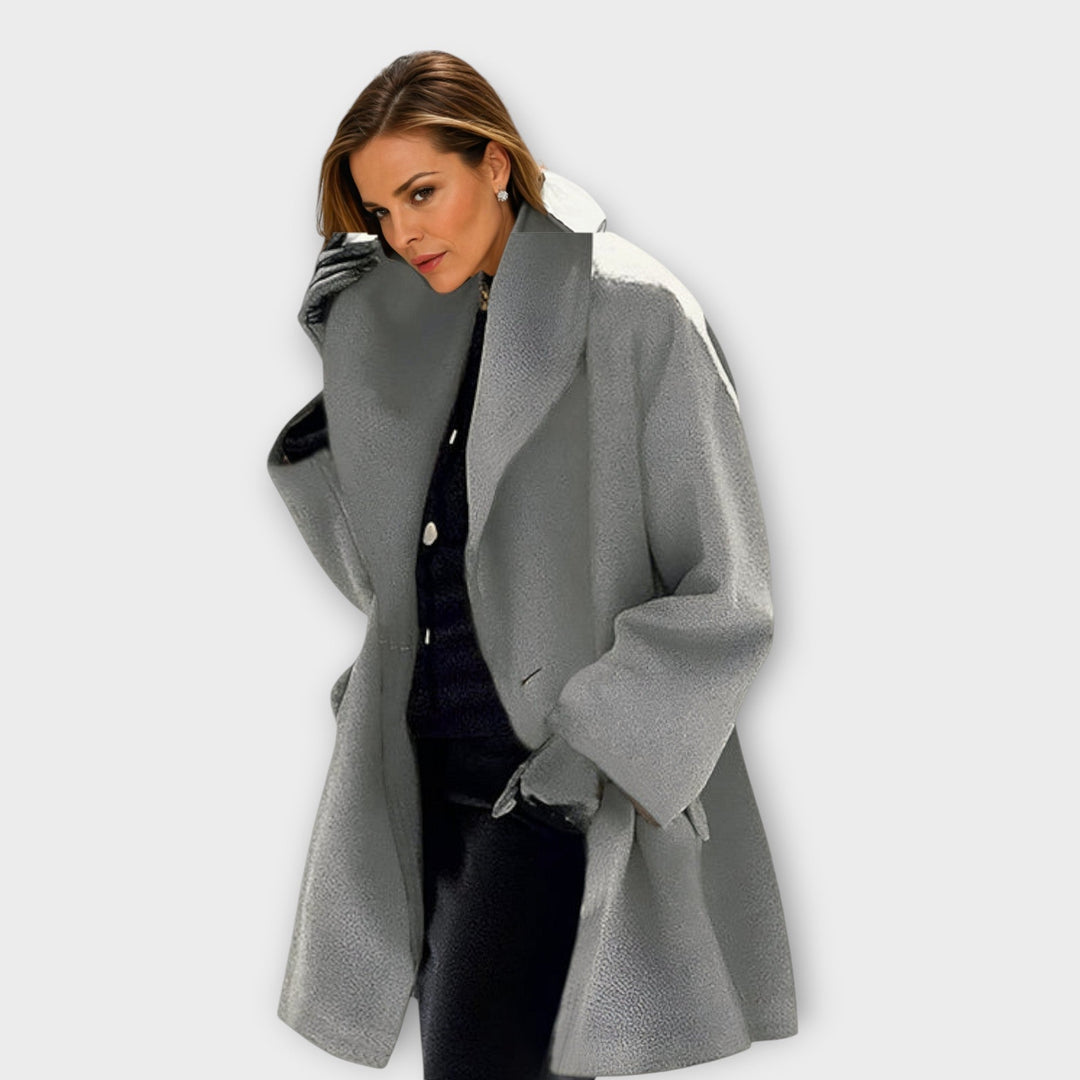 Ava | Oversized Collared Coat Long Sleeve Button Closure
