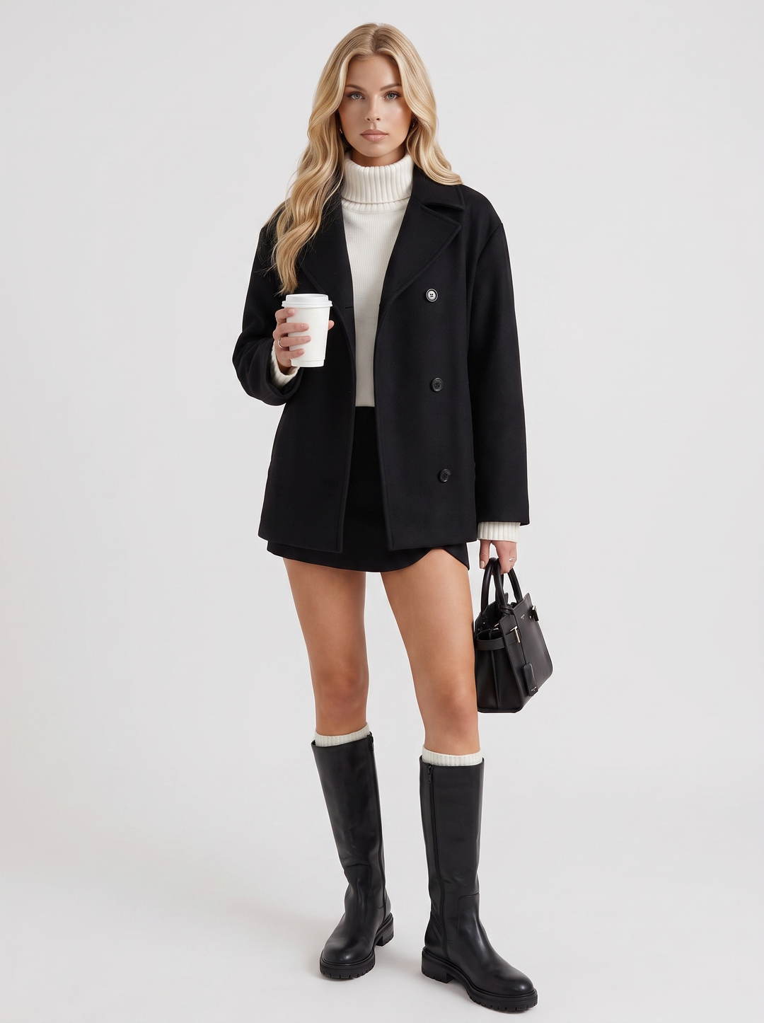 Sienna | Peacoats Womens Black Double Breasted