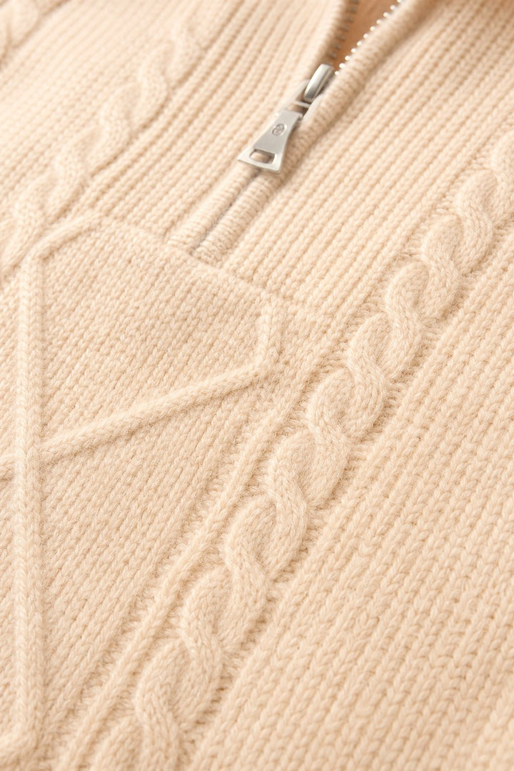 Daisy | Cable Knit Quarter Zip Relaxed Sweater
