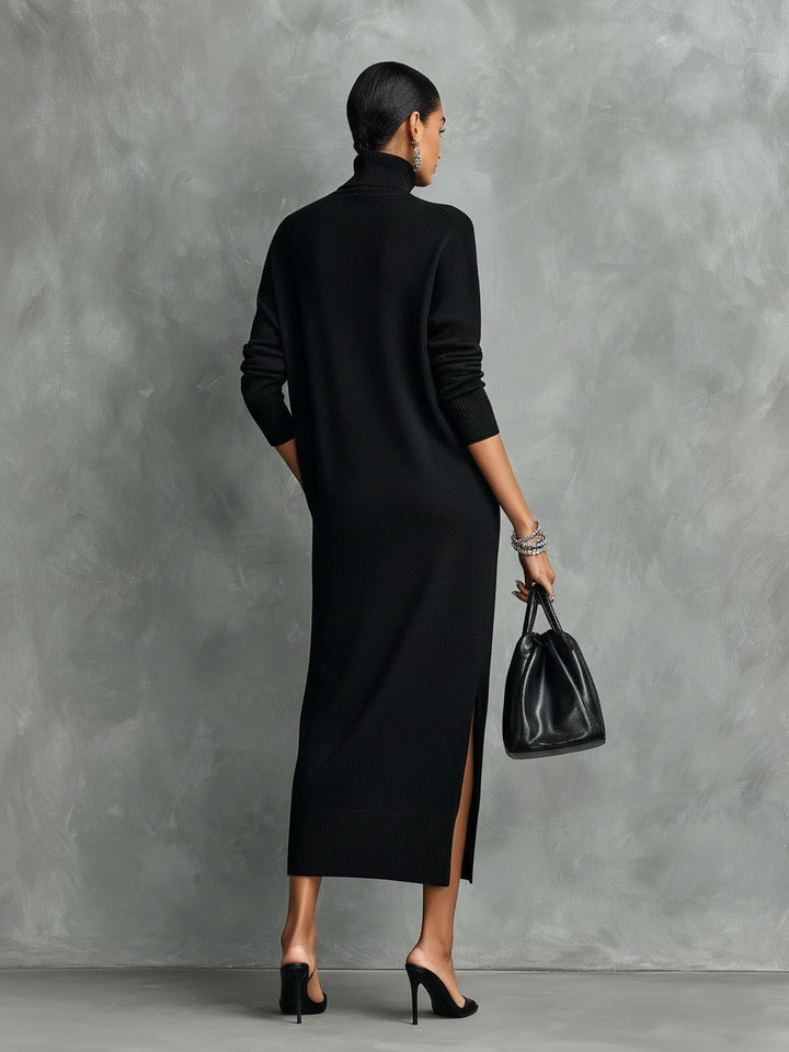 Cressida | Turtleneck Knit Dress Long Sleeve Midi
