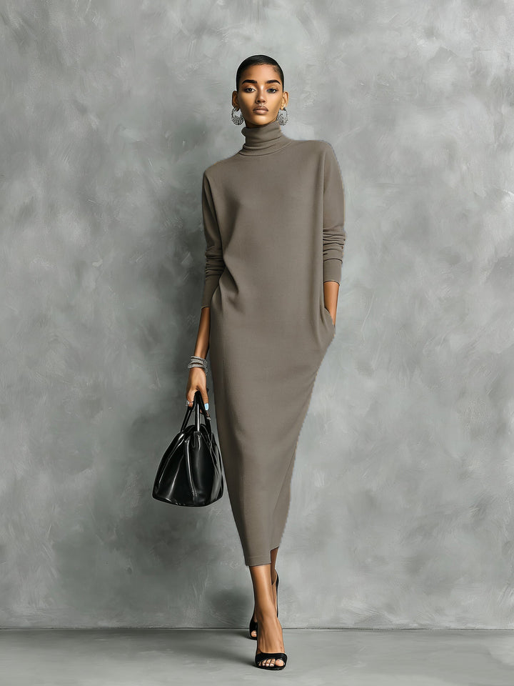Cressida | Turtleneck Knit Dress Long Sleeve Midi