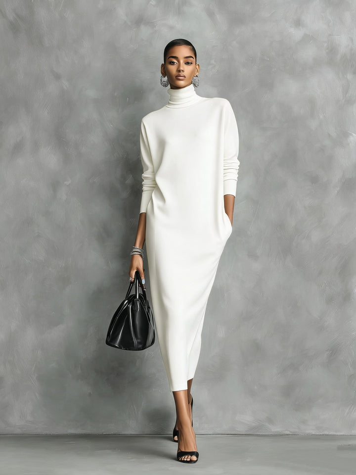 Cressida | Turtleneck Knit Dress Long Sleeve Midi