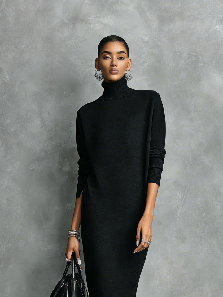 Cressida | Turtleneck Knit Dress Long Sleeve Midi