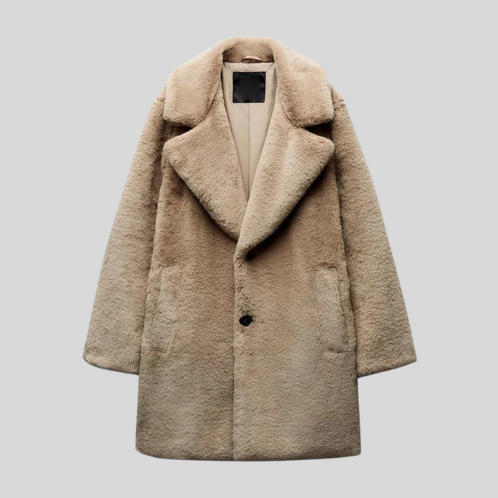 Sam | Oversized Faux Fur Collared Button Coat