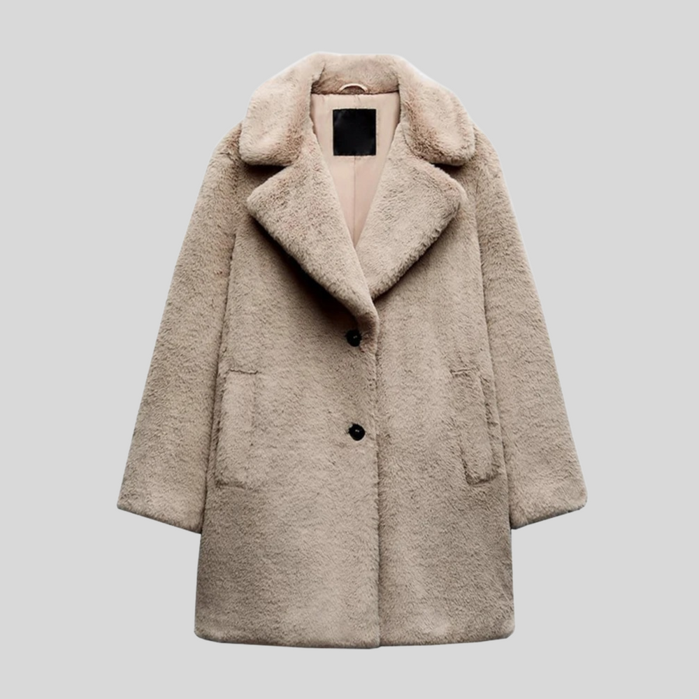 Sam | Oversized Faux Fur Collared Button Coat