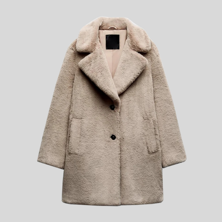 Sam | Oversized Faux Fur Collared Button Coat