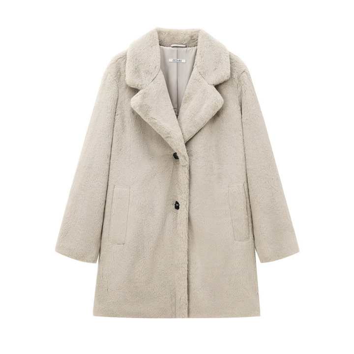 Sam | Oversized Faux Fur Collared Button Coat