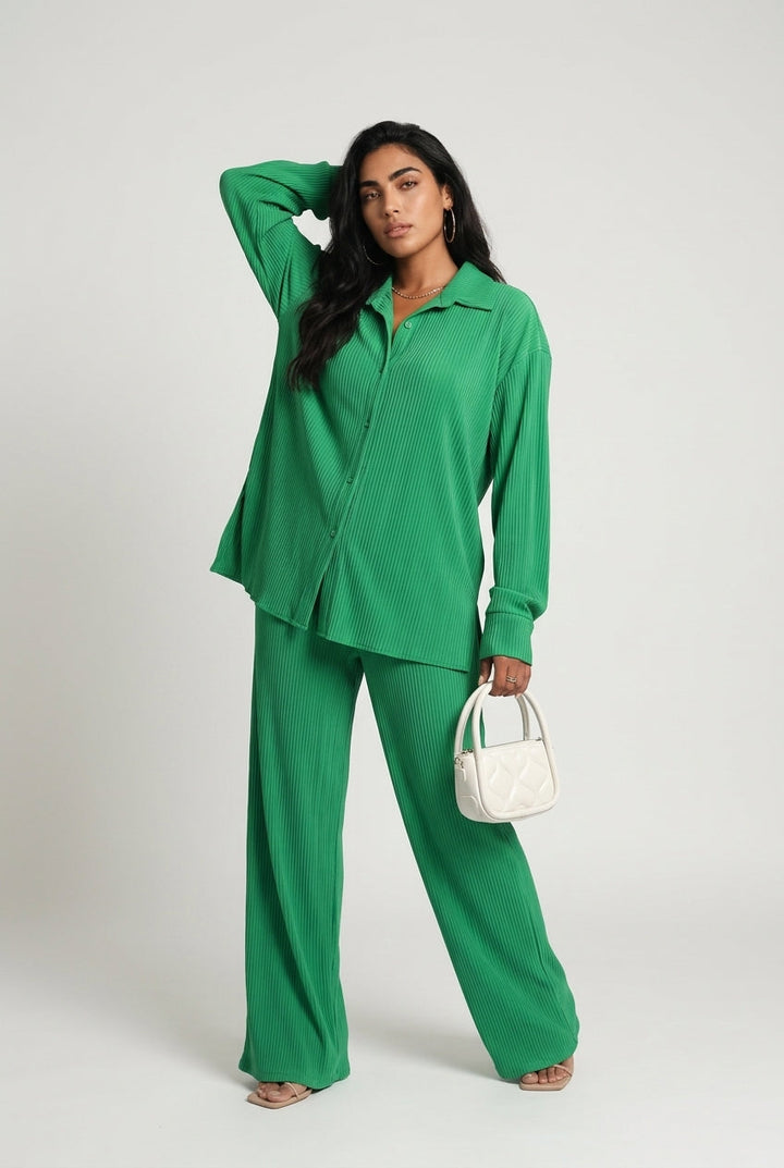 Matilda | Pleated Wide Leg Trousers Co-Ord Set