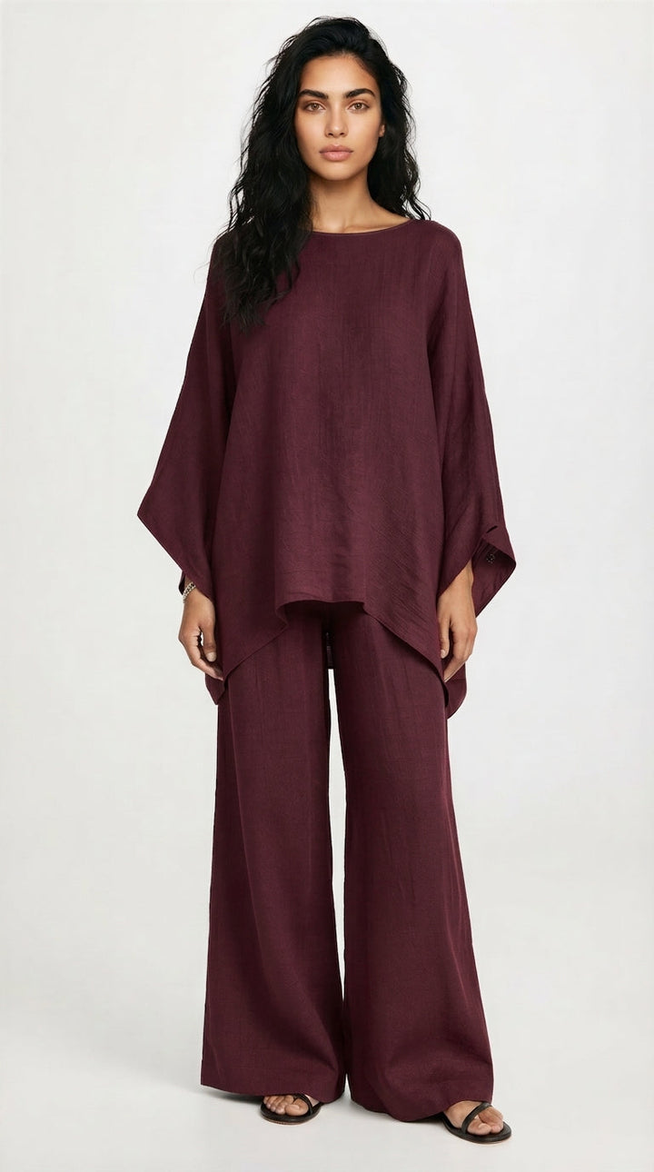 Olivia | Relaxed Linen Co-Ord Set with Wide Leg Trousers