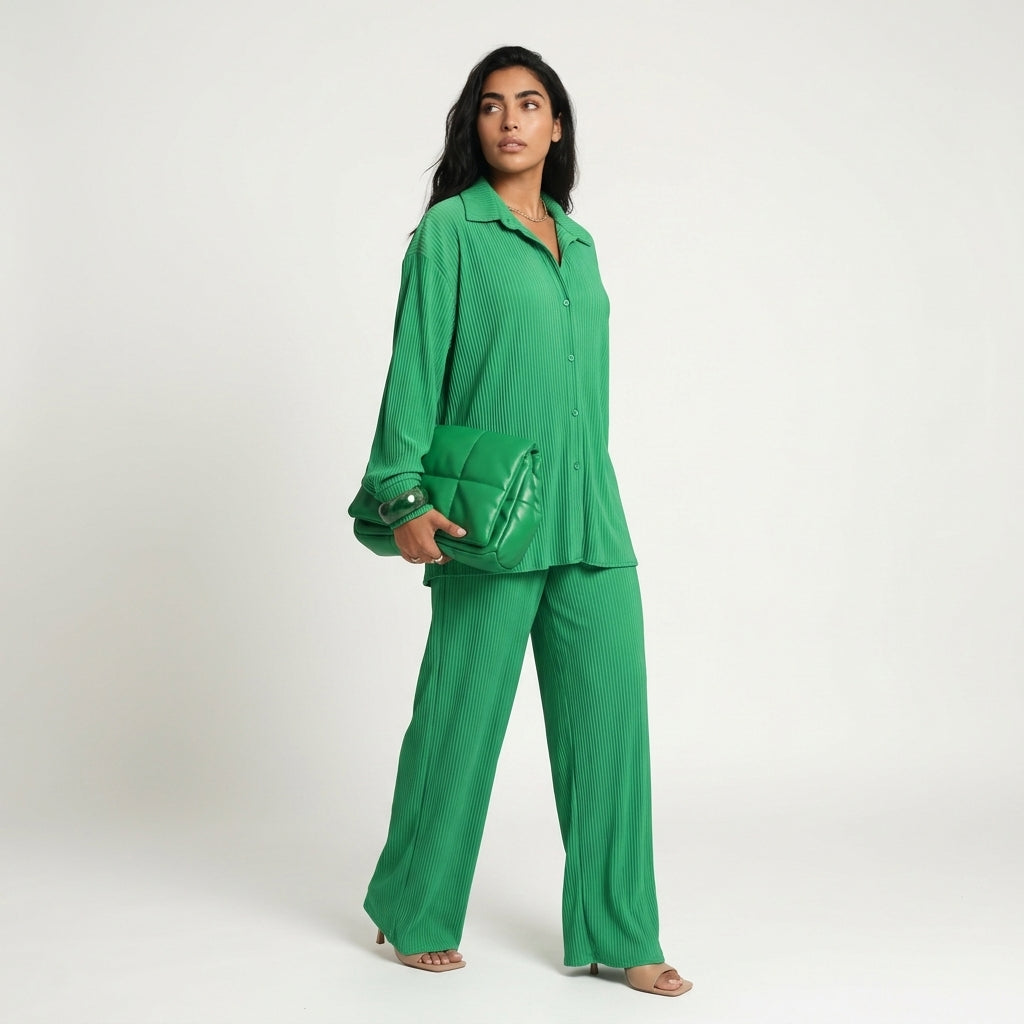 Matilda | Pleated Wide Leg Trousers Co-Ord Set