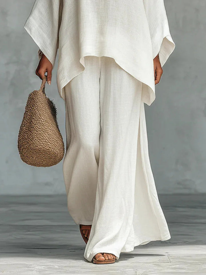 Olivia | Womens Relaxed Linen Co-Ord Set Wide Leg Trousers