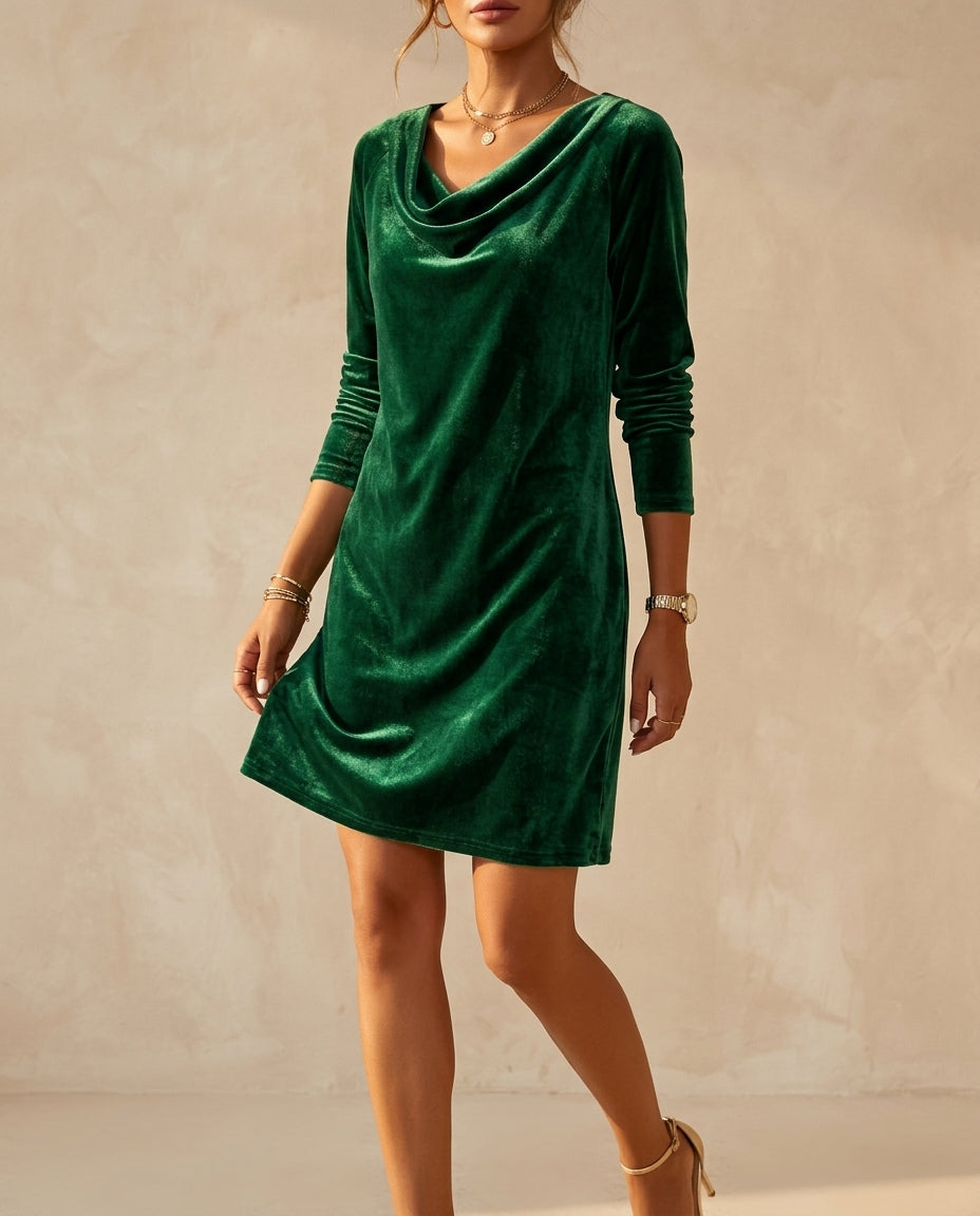 Posy | Velvet Cowl Neck Mini Dress