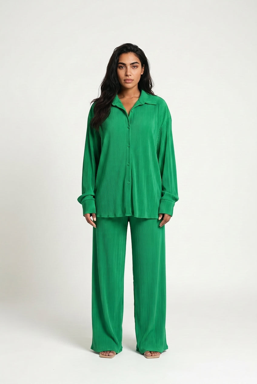 Matilda | Pleated Wide Leg Trousers Co-Ord Set