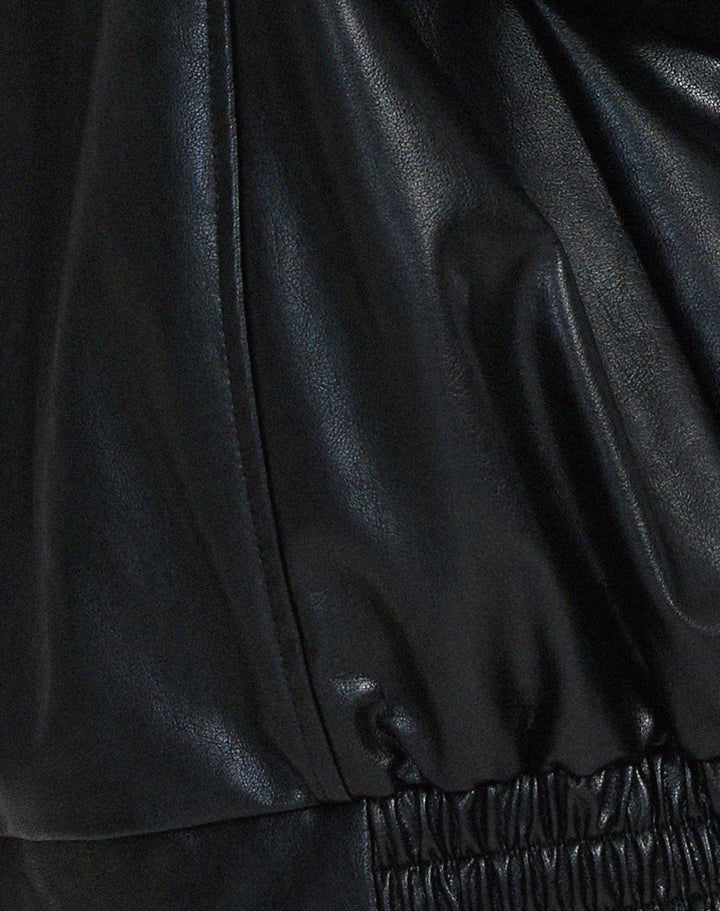 Amelia | Oversized Leather Bomber Zip Jacket