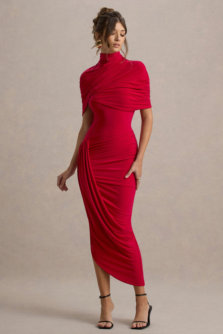 Orla | Ruched Backless Midi Dress