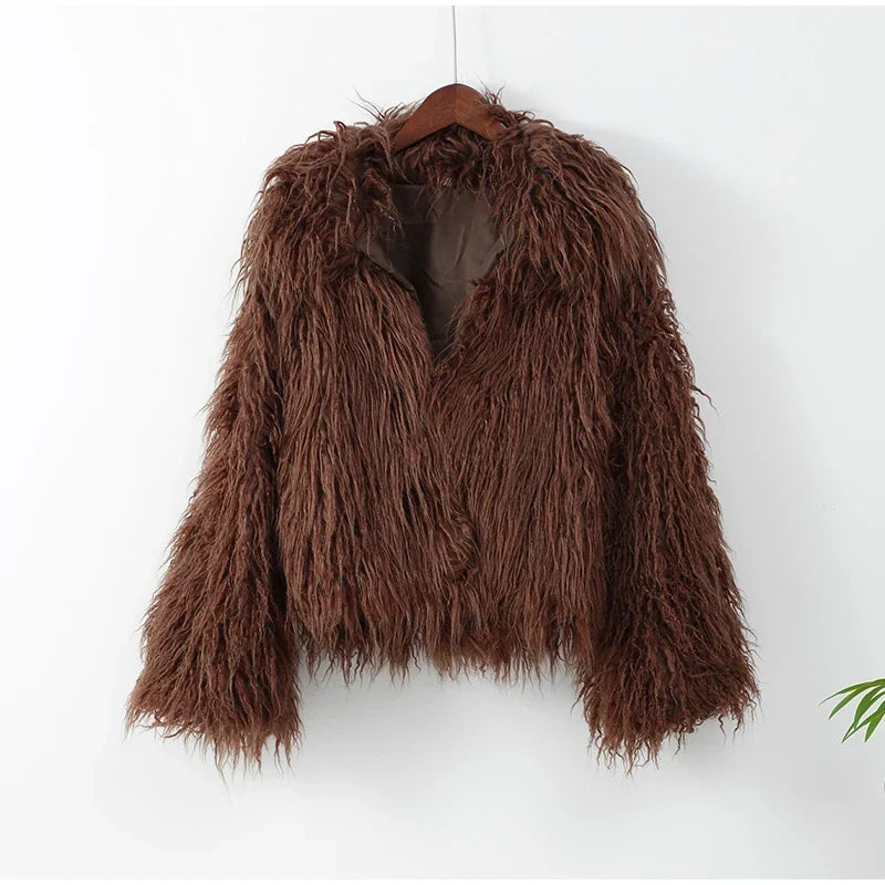 Florence | Shaggy Faux Fur Collared Coat