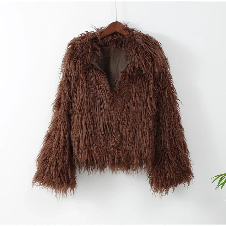 Florence | Shaggy Faux Fur Collared Coat