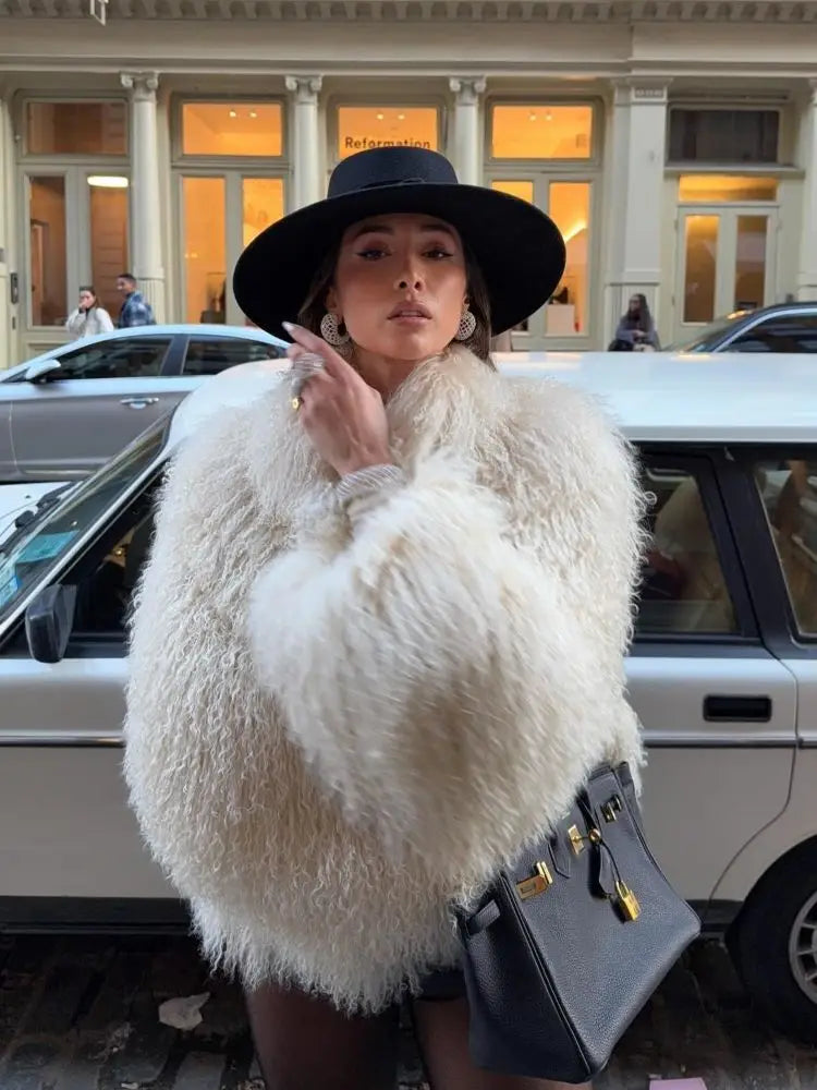 Florence | Shaggy Faux Fur Collared Coat