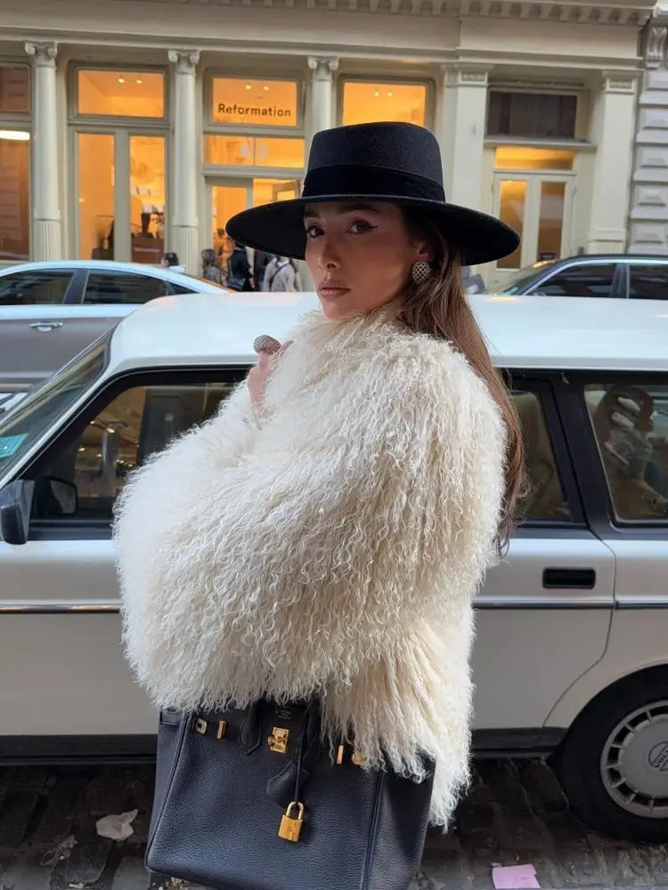 Florence | Shaggy Faux Fur Collared Coat