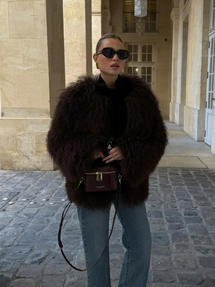 Florence | Shaggy Faux Fur Collared Coat