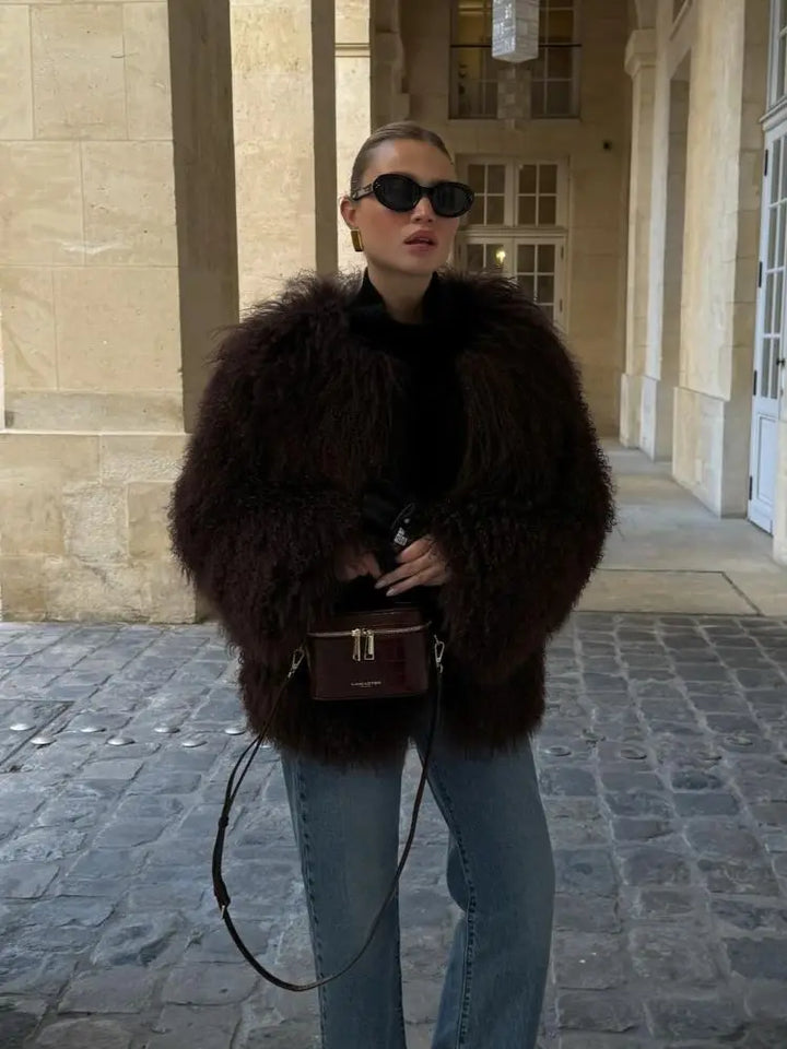 Florence | Shaggy Faux Fur Collared Coat