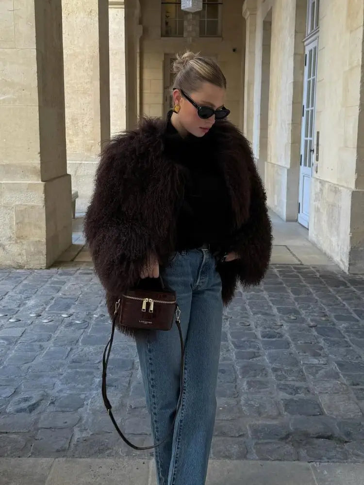 Florence | Shaggy Faux Fur Collared Coat