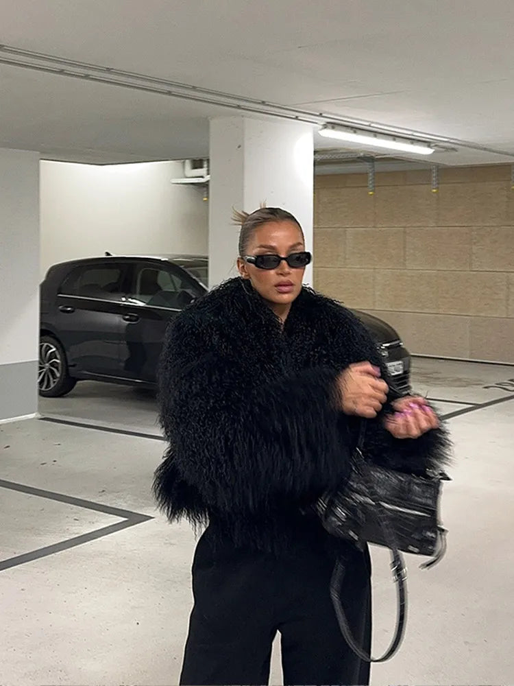 Florence | Shaggy Faux Fur Collared Coat