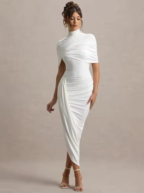 Orla | Ruched Backless Midi Dress