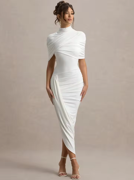 Orla | Ruched Backless Midi Dress