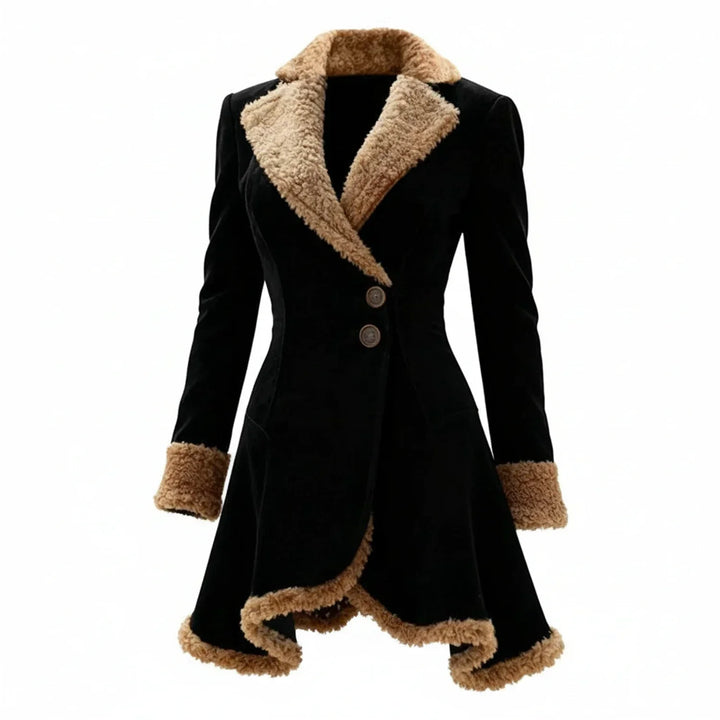Millie | Faux Fur Trim Collared Suede Coat