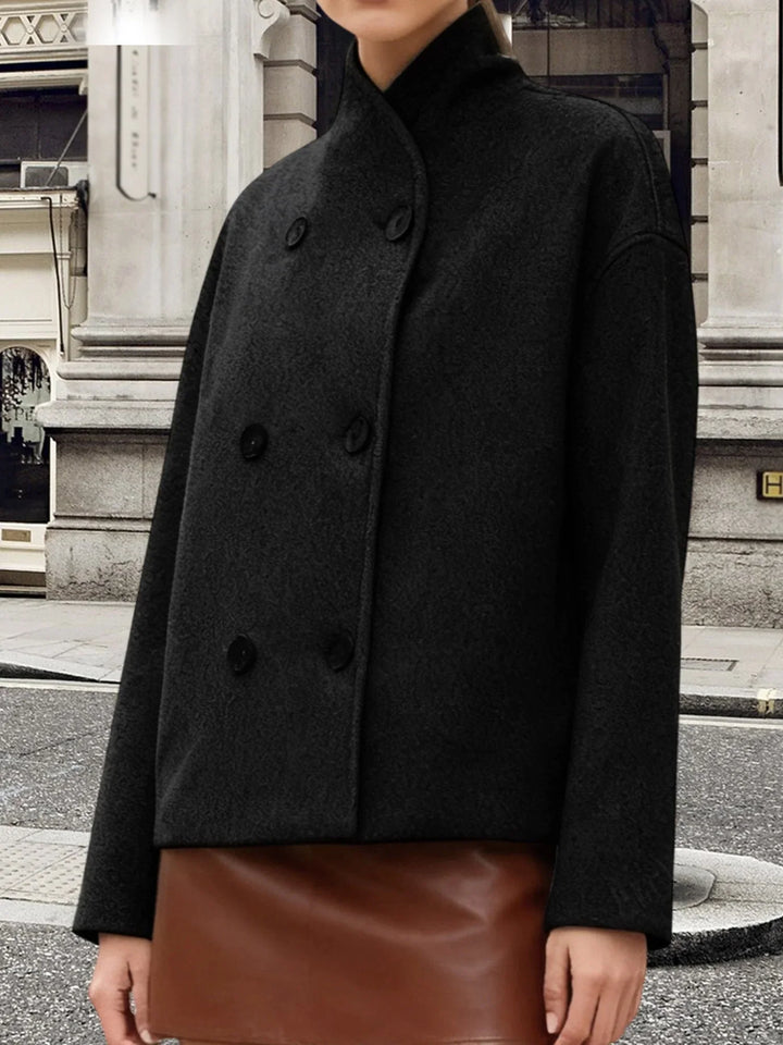 Beatrice | Double-Breasted Wool Blend Peacoat