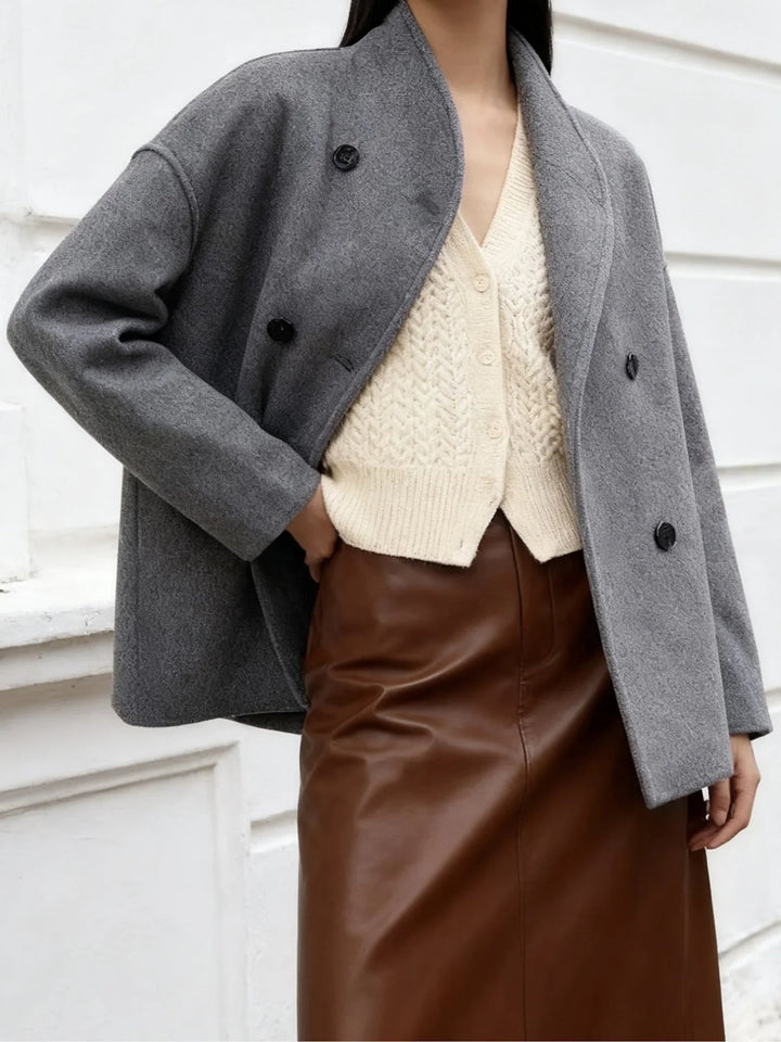 Beatrice | Double-Breasted Wool Blend Peacoat