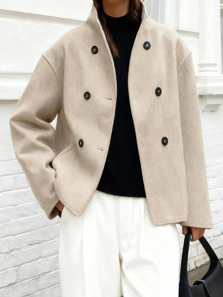 Beatrice | Double-Breasted Wool Blend Peacoat