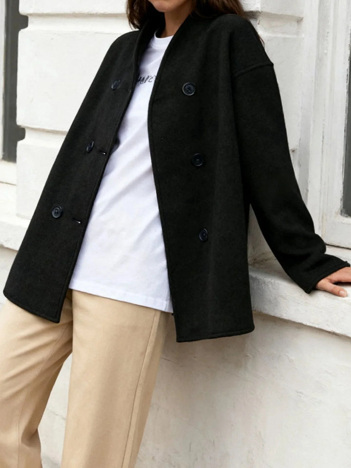 Beatrice | Double-Breasted Wool Blend Peacoat