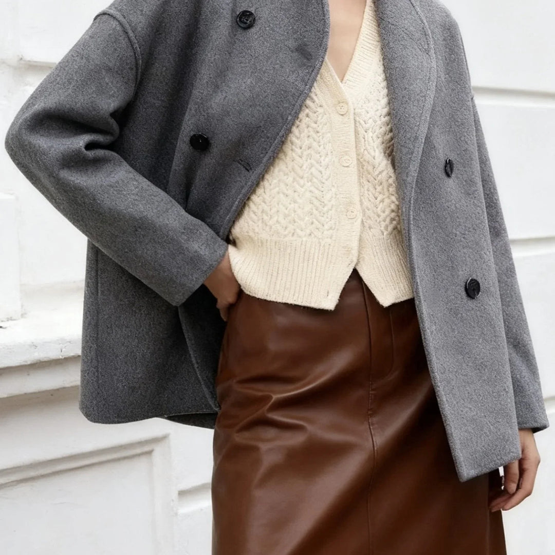 Beatrice | Double-Breasted Wool Blend Peacoat
