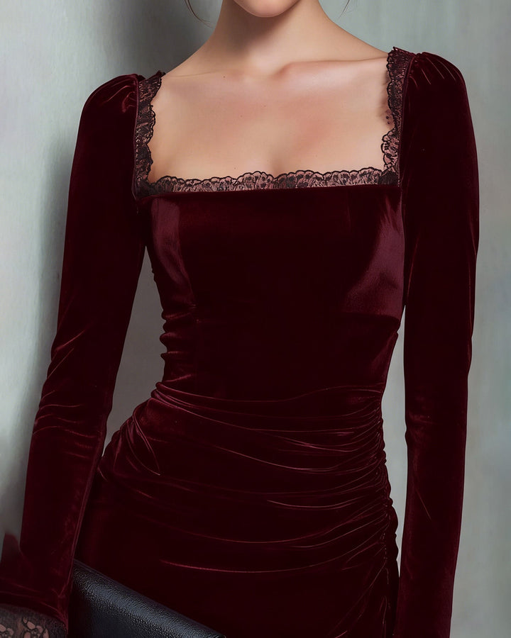 Freya | Velvet Party Mini Dress Long Sleeve