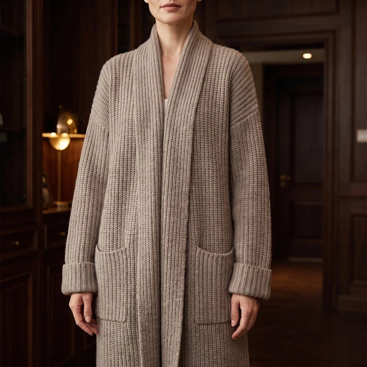 Arabella | Ribbed Knit Shawl Collar Cardigan with Pockets
