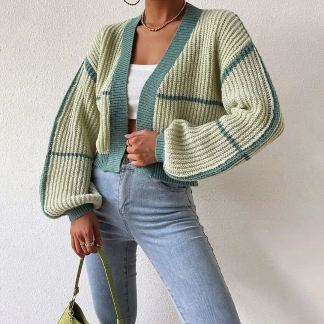 Tilly | Cropped Chunky Knit Balloon Sleeve Cardigan