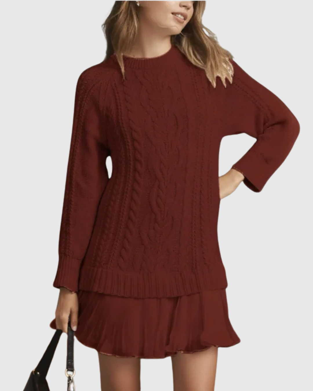Nancy | Cable-Knit Sweater Dress Mini Length Relaxed Fit