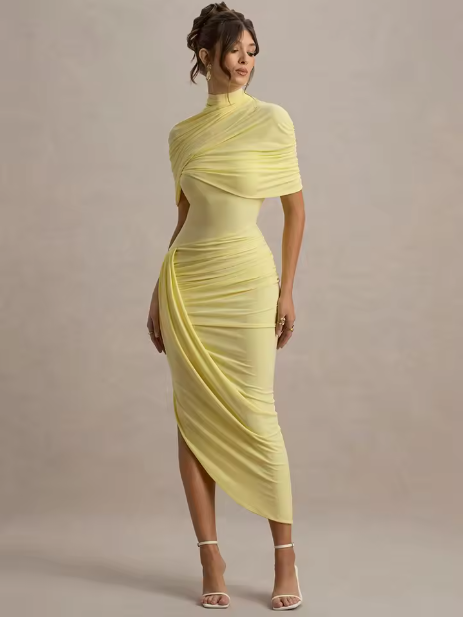 Orla | Ruched Backless Midi Dress